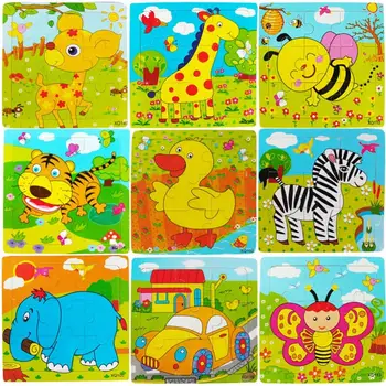 

Wooden 3D Puzzle Jigsaw Wooden Toys For Children Kids Cartoon Animal Puzzle Intelligence Educational Toy Toys