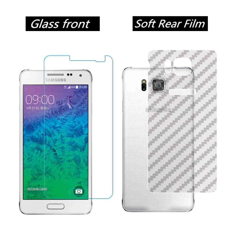 

Soft Rear Film +Tempered Glass Screen Protector For Samsung Galaxy Alpha G8508s G850f Film Front Back Protective Stickers