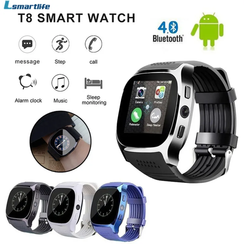 

T8 Bluetooth Smart Watch With Camera Music Player Facebook Whatsapp Sync SMS Smartwatch Support SIM TF Card For Android PK DZ09