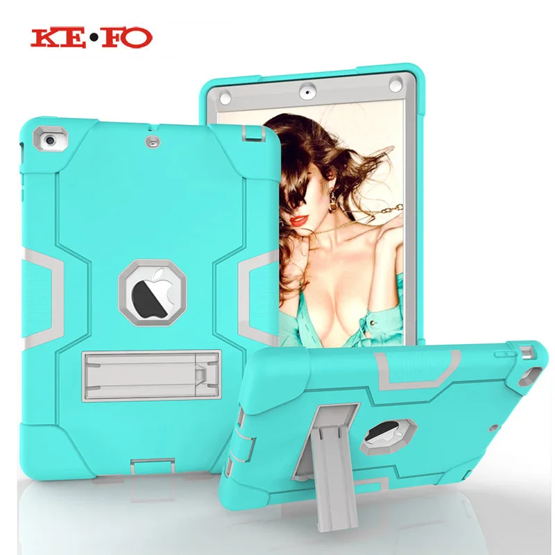 Case For iPad Air 1iPad 5 A1474 A1475 A1476,High-Impact Shockproof 3 Layers Soft Rubber Silicone+Hard PC Protective Cover Shell (1)