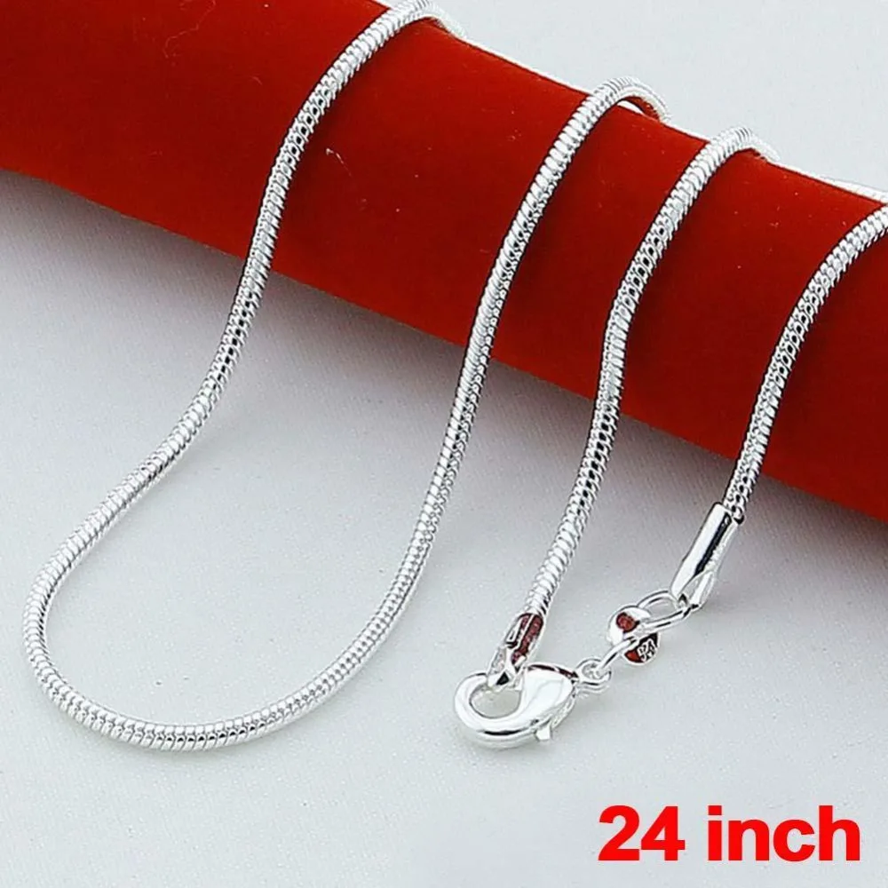Moda 925 Esterlina Sólida Prata lotes 1mm Cobra Correntes Colares 24 polegada NOVA prata jóias colares baratos