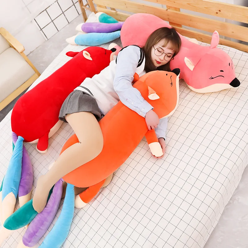 Дешево 100 см, 140 см, гигантские Куклы Kawaii, мягкие животные, плюшевые игрушки для девочек, детские игрушки для мальчиков, плюшевая подушка, лиса, мягка...