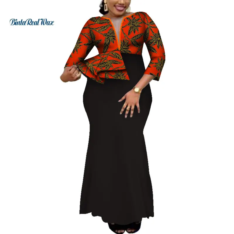  2019 Dashiki African Print Dresses for Women Bazin Riche Ankara Print Long Evening Dresses Traditio