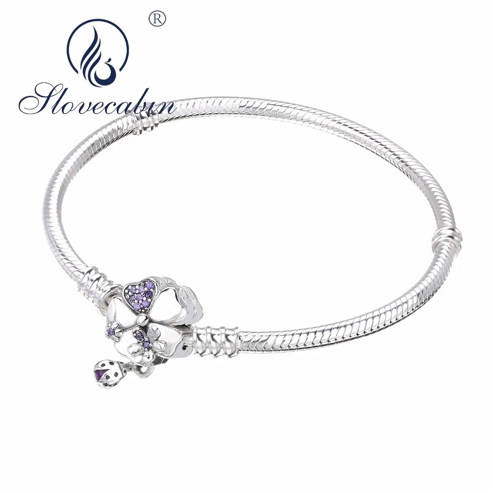 

Slovecabin 2018 Fashion Woman Bracelets Spring Floral Clasp 925 Sterling Silver Wildflower Meadow Clasp Bracelet Jewelry