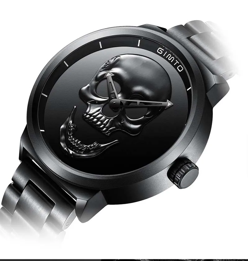 Мужские часы GIMTO, уникальный дизайн, мужские часы с черепом, роскошный бренд, Спортивные кварцевые Военные Стальные наручные часы, мужские часы