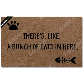 

Meow Kitten Fish Bones There's Like a Bunch Of Cats in Here Printed Door Mat Gate Mat Never Faded Patterned Rubber Pad