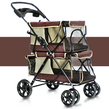 20 кг двухэтажная Складная коляска для собак/кошек, переносная переноска для путешествий, уличная сумка для прогулок/покупок/питомника, 4 цвета