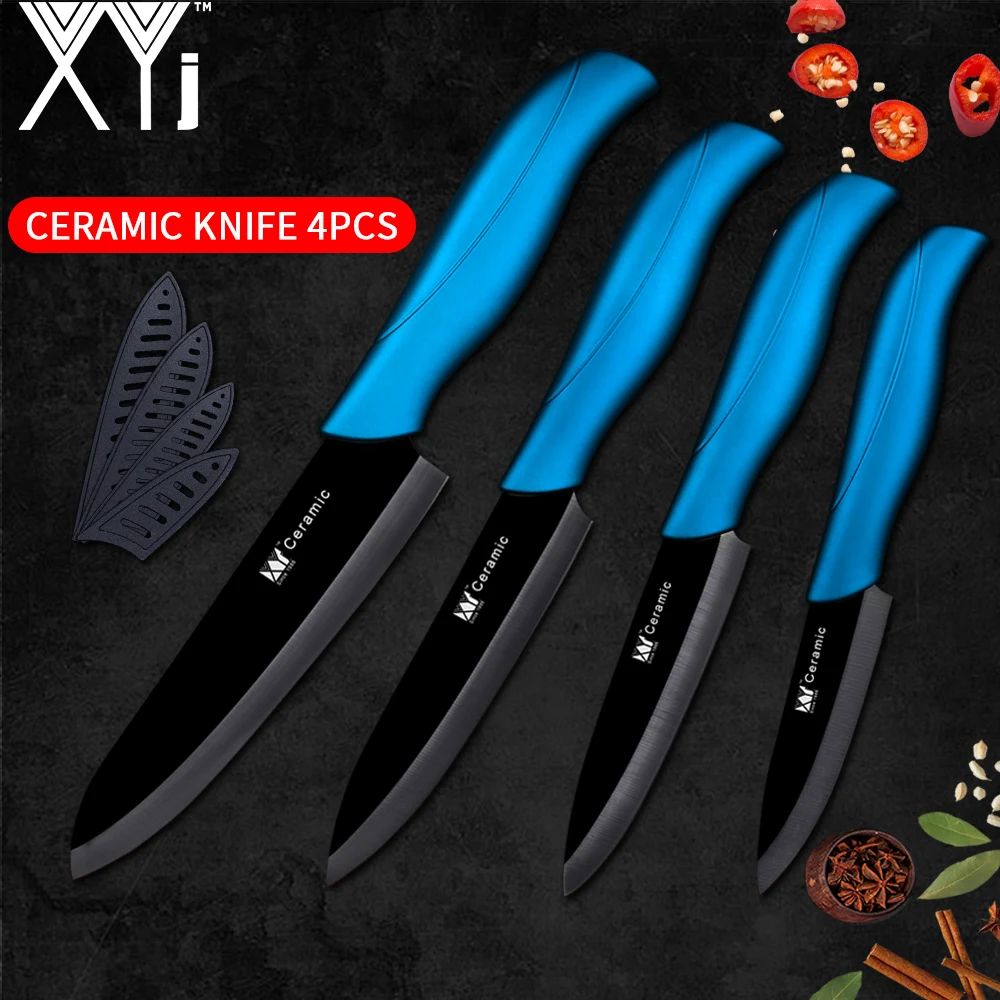 

XYj Hot Sale Price Ceramic Kitchen Knife Set 4 Pieces Set Chef Kitchen Knive Super Sharp Zirconium Blade ABS+TPR Handle Knife