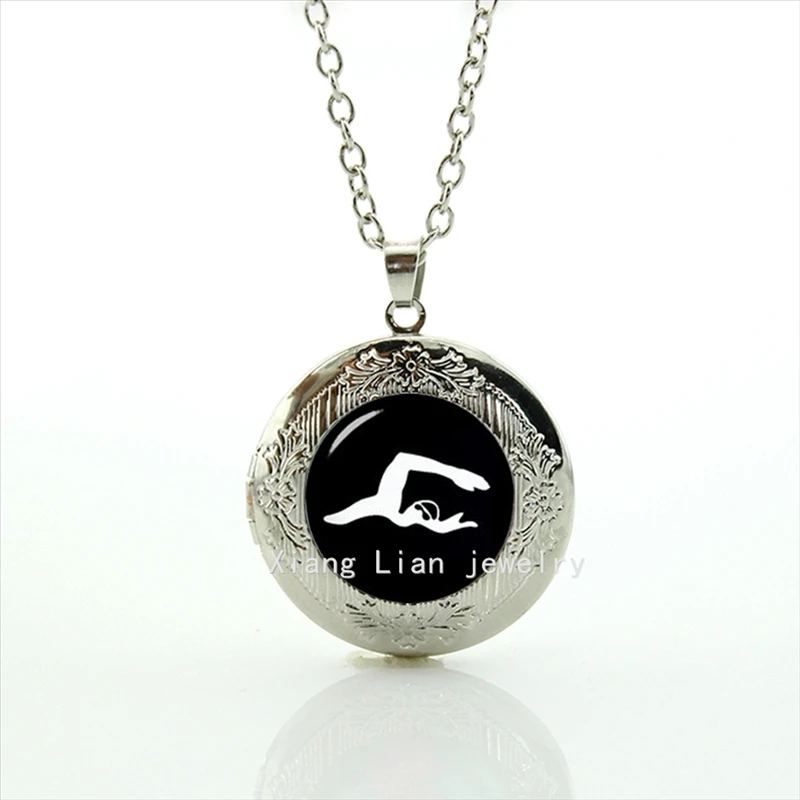 

High quality hot sale Exercise Bike swimming sport gifts, triathlon pendant necklace locket necklace groom gift T376