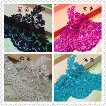 

14.5cm wide Wholesale Gorgous aviamentos rendas White/Black/Blue/Purple/Rose/Gold Pearl Bridal Lace Trim renda guipure tecido