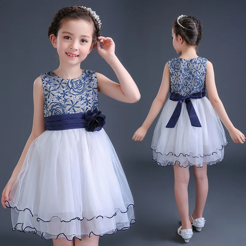

Flower Girl Dress with Flowers Ribbons for Girls Tulle Dresses Birthday Party Wedding Ceremonious Kid Girl Clothes Gown for Kids