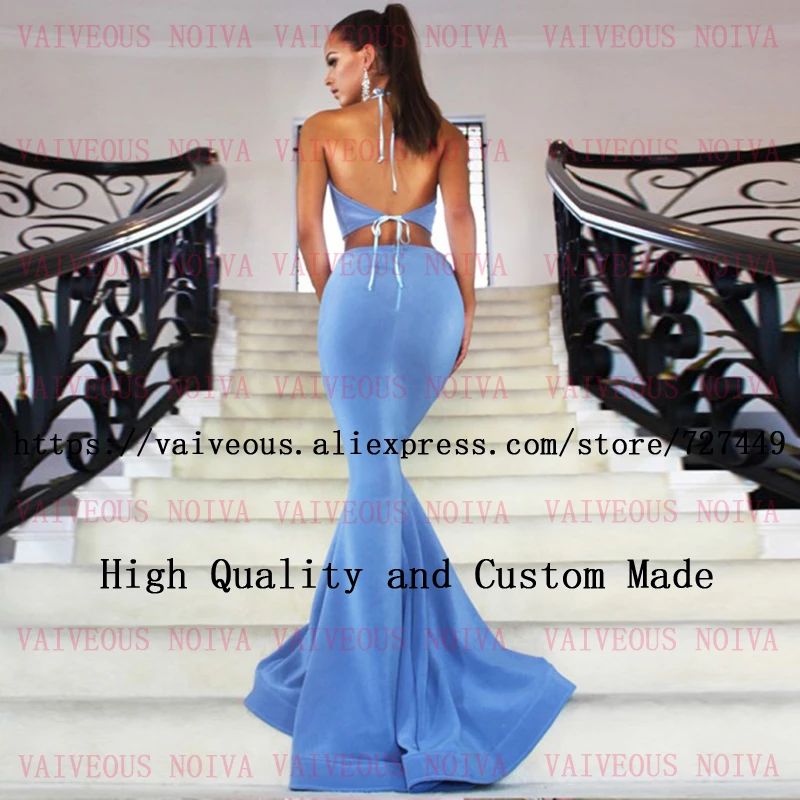 Vestidos de gala сексуальное платье с открытой спиной и открытой спиной, длинное платье русалки es платье для выпускного вечера по низкой цене, синее платье из двух частей, вечернее платье jurken