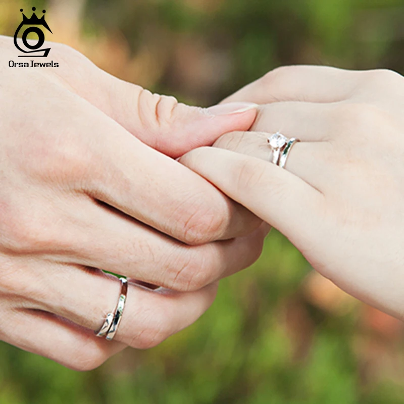 ORSA JEWELS 925 Silver Ring Set with CZ Fine Jewelry for