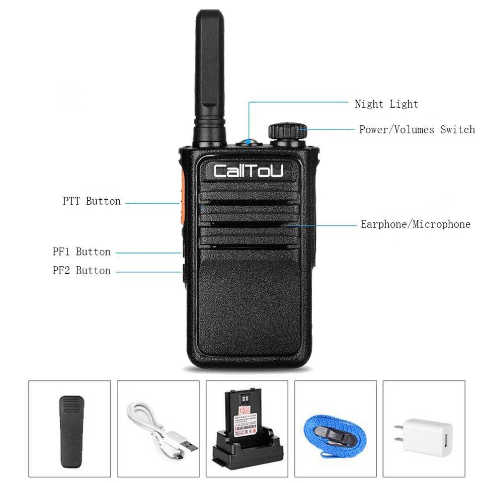 CallToU рация мини 16 канальный портативный Long Range двухстороннее аудио 2 Упак. UHF 400-470 МГц аккумуляторная рации