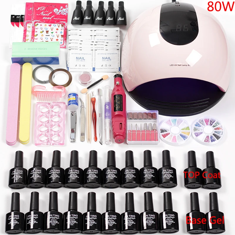 

Nail Lamp 80w/48w/36w Nails Art Tool Manicure Set 18 Colors Gel Varnish Polish Acrylic Kit Electric Nail Handle Machine Set