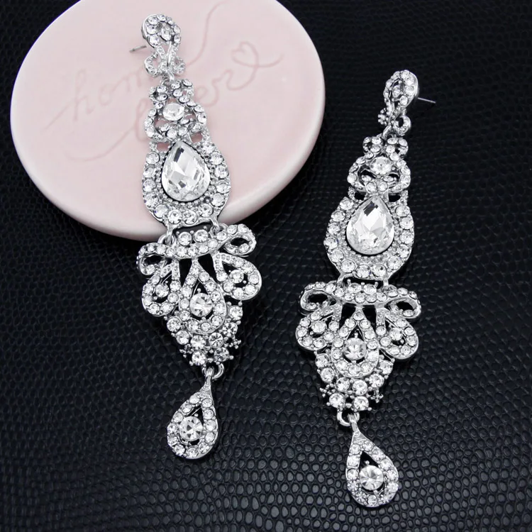 FLOLA большие длинные золотые серьги Висячие хрустальные свадебные для невест