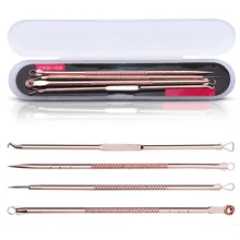 4 шт., экстрактор черных точек, розовое золото, черные точки, очиститель акне, удаление пятен, иглы, набор, черные пятна, средство для очищения пор