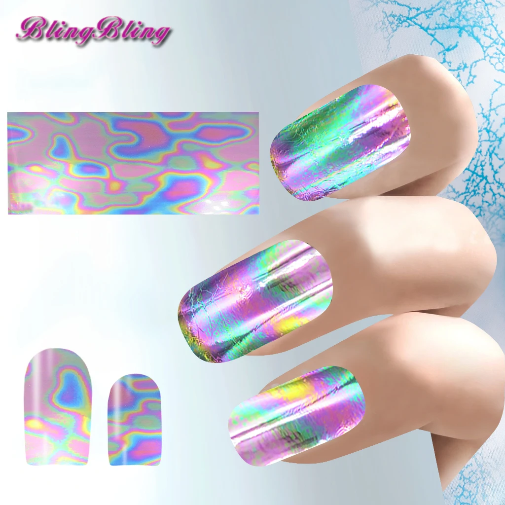 Blingbling 3pcs Holo Iridescent Foil Nail Sticker Decal Galaxy Nail Art