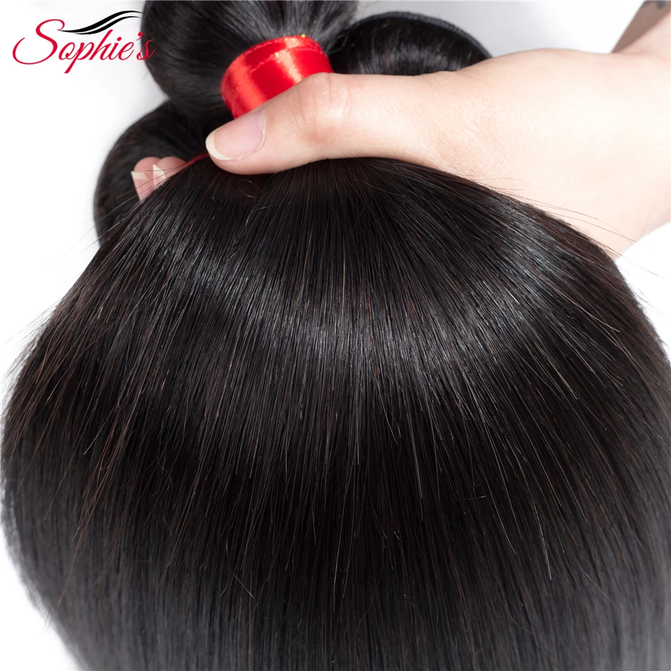 Sophie's Brazilian Straight Human Hair Bundles With Closure Natural Color 3 Bundles With Closure Hair Weave Free Shipping remy