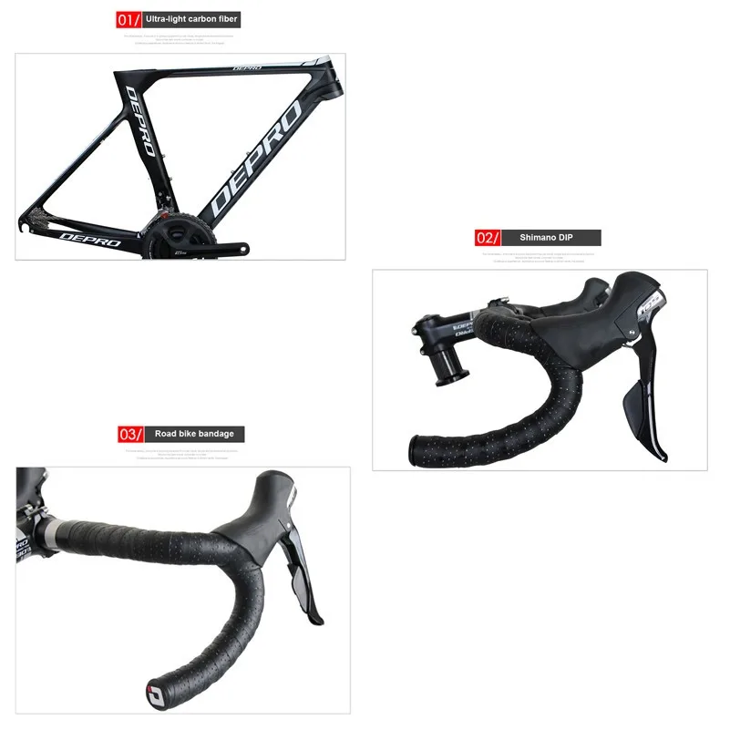 Best 2017 DEPRO R1-500-EB-22SM Complete Bicycle Presented Pedal 700C Carbon Fiber Frame 22 Speed Bicycle 8KG Road Bike 1