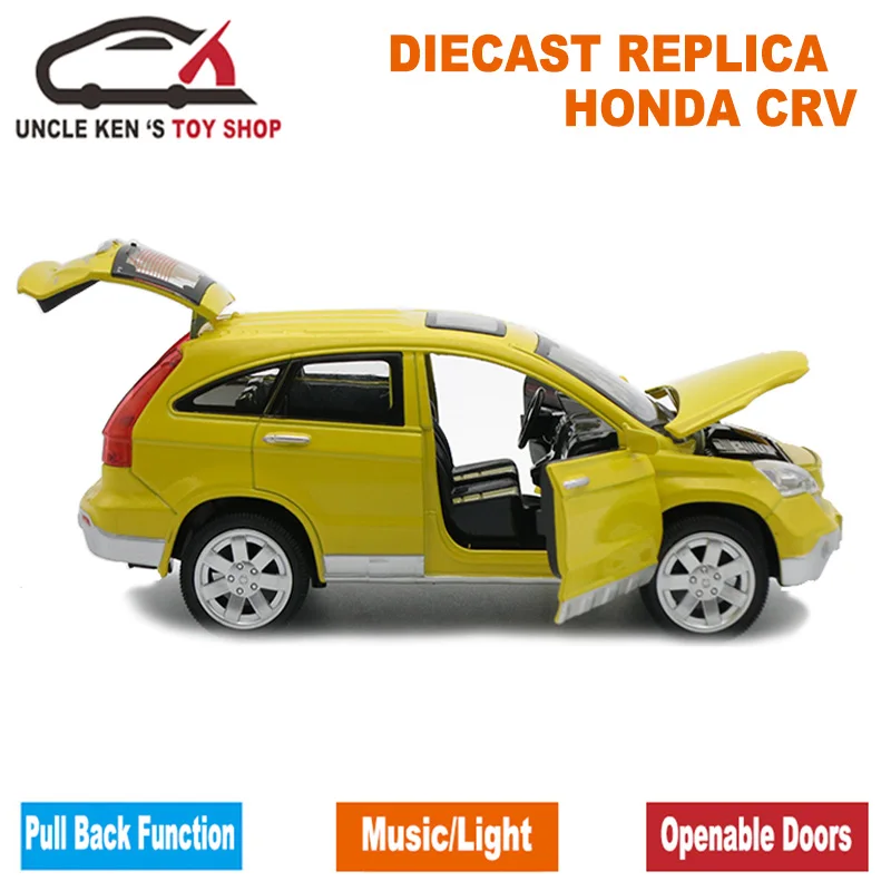 Goedkoop 1 24 Schaal 20 cm Lengte Diecast HONDA CRV Model Auto Speelgoed Voor Jongens Kids Met Geschenkdoos Te Openen deur Muziek Pull Back Functie Licht