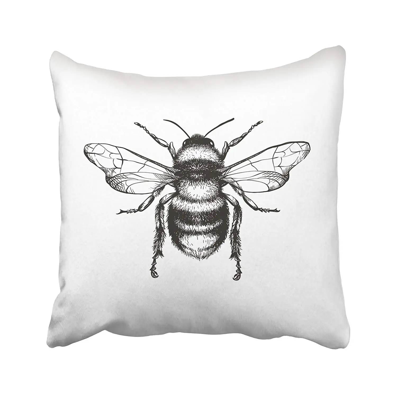 

Pillow Cover Square Size Engraving Honey Bee Pillowcase With Hidden Zipper Cushion Gift Holiday Bed