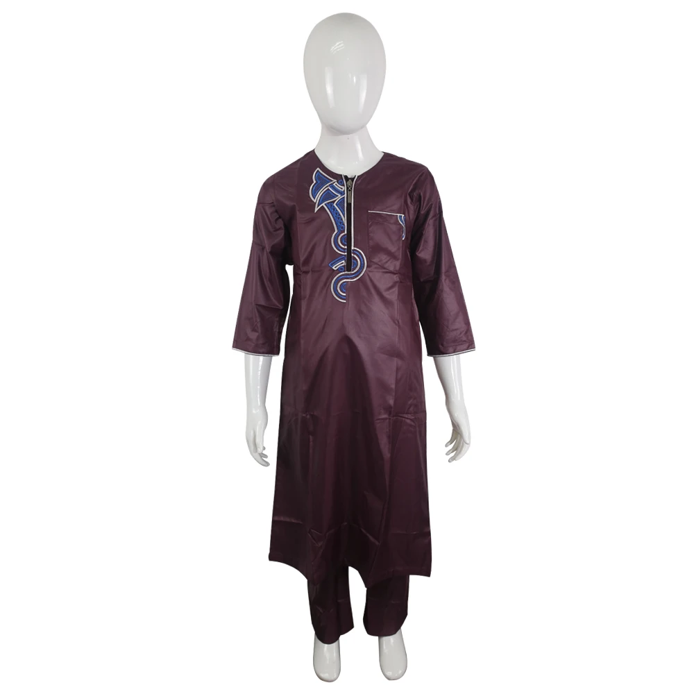 Детская одежда на молнии в арабском стиле; juba thebe; одежда для детей в индонезийском стиле; костюм из 2 предметов с вышивкой в исламском стиле; детская одежда для мальчиков; dishdasha - Цвет: Purple