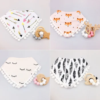 

CHEWELRY 1pc Baby Bib Cartoon Wood Teether Baby Nursing Accessories Food Grade Materia Infant Feeding Neutral Gift Teething Toy