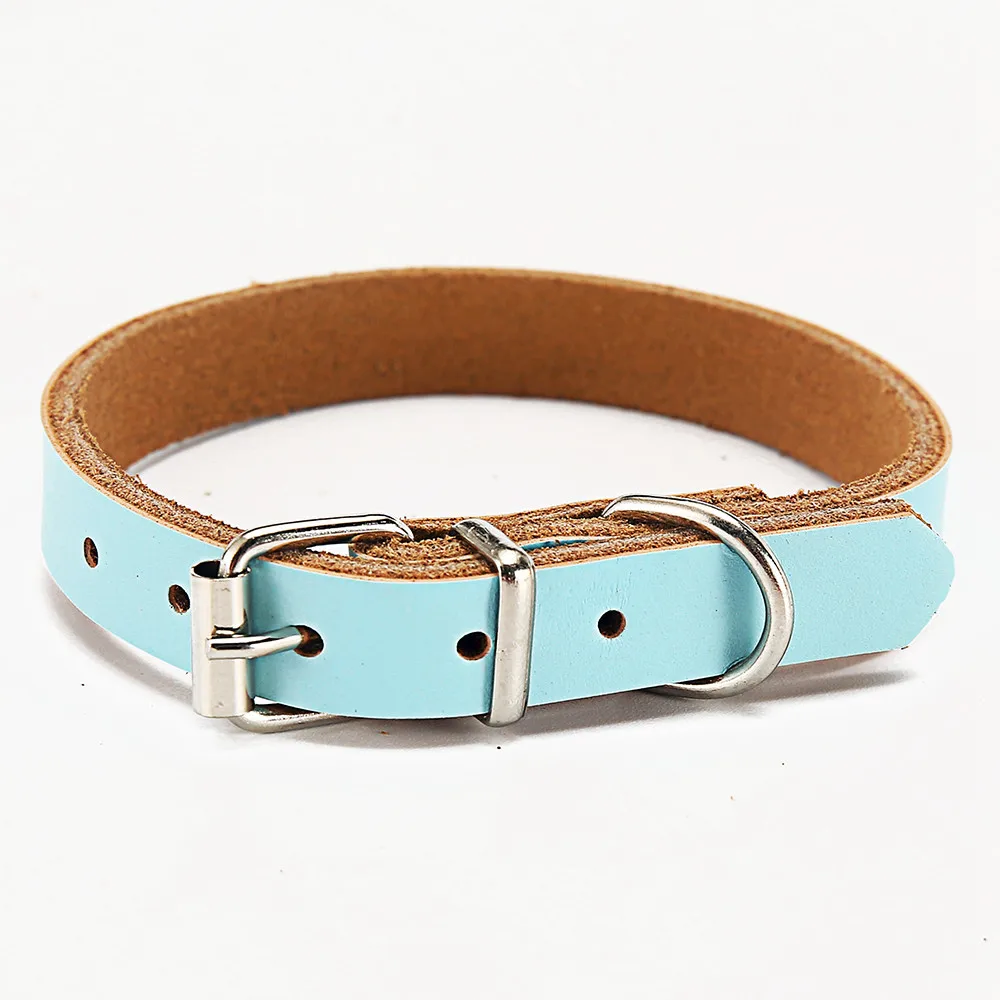 Solid Dog Collars Leather Pink Chihuahua Pitbull Basic Collars Leash For Large Dogs Puppy Cat Lead (26)