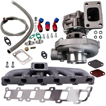 

.63 A/R STAGE III T04E T3 T4 44 TRIM COMPRESSOR TURBOCHARGER +Oil Line+Manifold