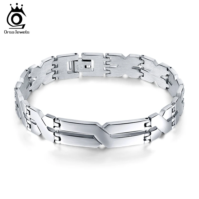 

20.3 CM Anti-Rust Stainless Steel Hidden-Safety-Clap Silver Color Men's Bracelet&Cuff Bangle in Wholesale Fashion Jewelry GTB16