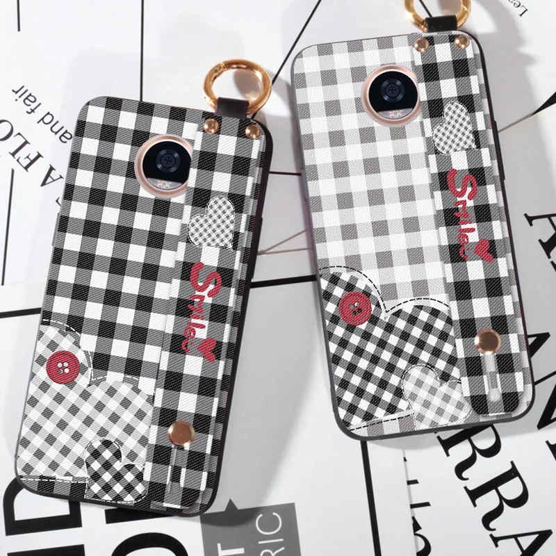 

Wrist Strap phone case For Motorola Moto Z Force Lattice Printing Love Silicone Case For Motorola Moto Z Z2 Play Cover Cloth