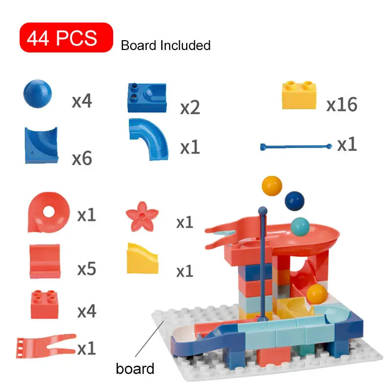 Beiens Building Blocks 43-95 Pcs DIY Toys for Children Amusement Park Marble Run Maze Balls Track Toys Kids Educational Block - Цвет: 44 pcs with board