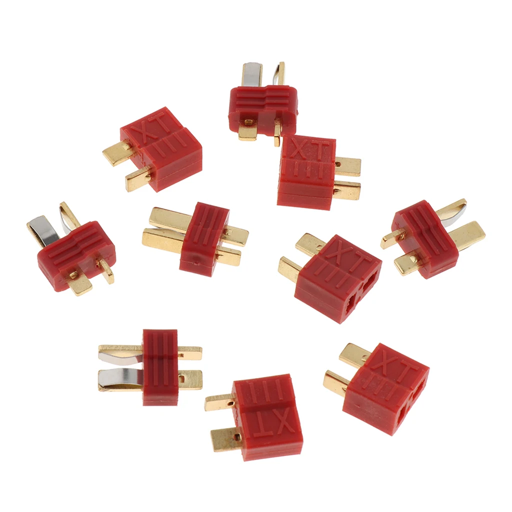 5 Pairs Deans Style Male and Female T Plug Non-slip Connector DIY Accessories for RC Car Boat Model