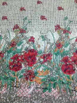 

Polyester Printting free shipping digital print guipure fabric bridal decoration material embroidery lace tissue for table cloth