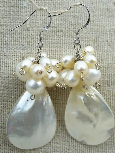 Mother Of Pearl Earrings Sterling Silver S Fans Wire Wred On Mother Of Pearl Earrings Sterling Silver S Fans Wire Wred On Modern Shape Dangle In Drop From Jewelry