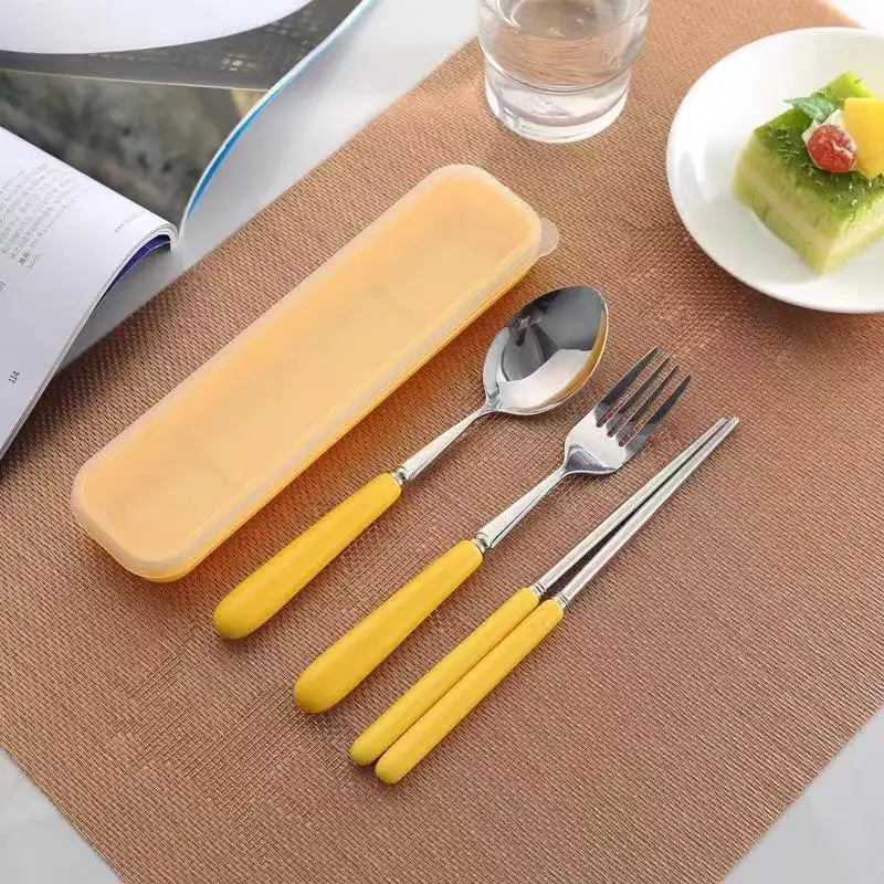 3 шт. набор посуды для путешествий из нержавеющей стали|dinnerware set|plastic dinnerware setportable