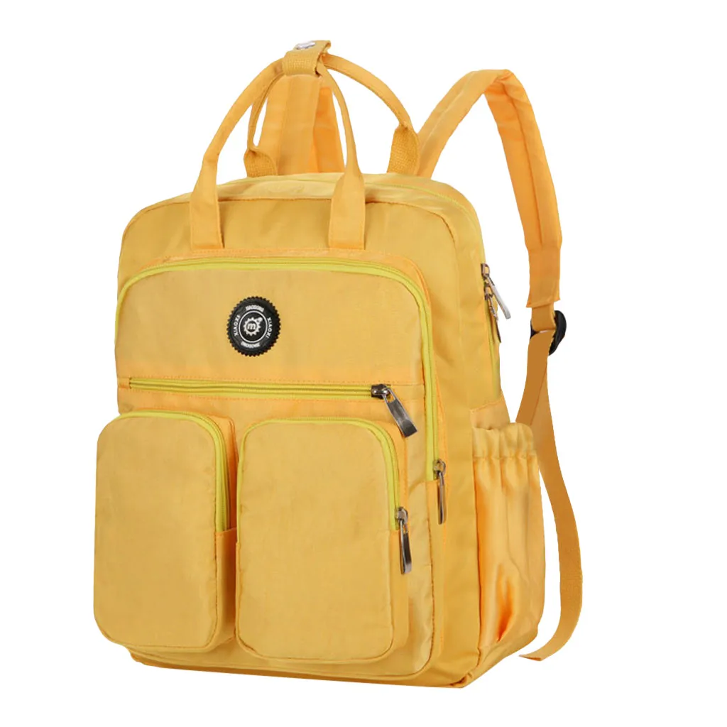 Модный рюкзак из водонепроницаемого нейлона с мягкой ручкой, Одноцветный, с несколькими карманами, для путешествий, на молнии, Mochila Feminina Sac A Dos, школьные сумки# L10 - Цвет: Цвет: желтый
