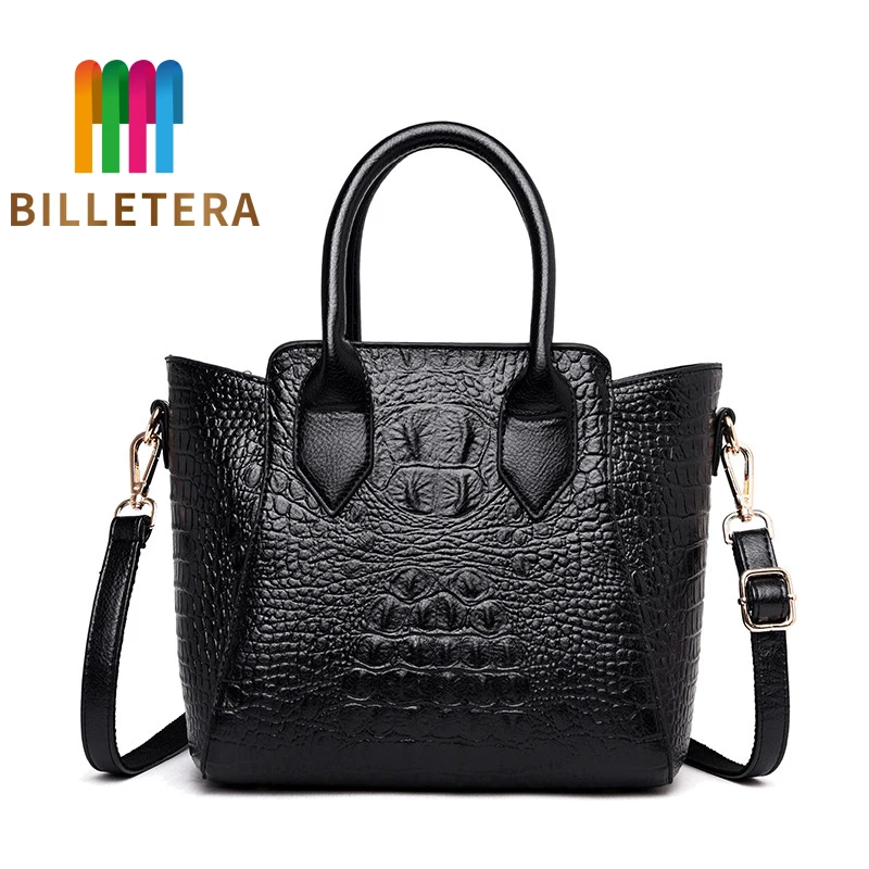 

BILLETERA PU Leather Female Shoulder Bags Fashion Crocodile Pattern Handbags Retro Casual Totes Women Messenger Bag