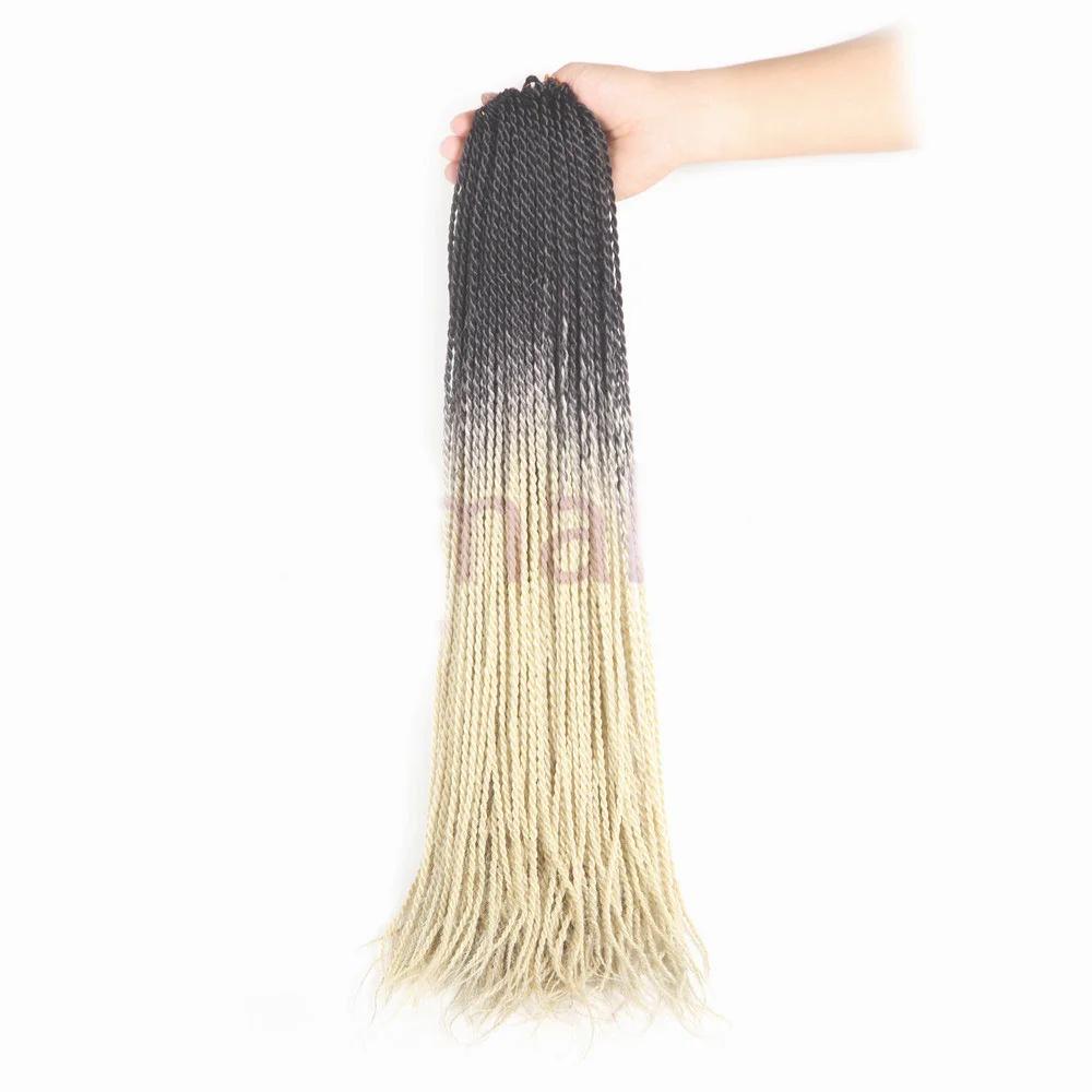 SAMBRAID 24 Inch 30Roots/Pack Ombre Senegalese Twist Crochet Braid Hair Extension Synthetic Crochet Twist Braiding Hair