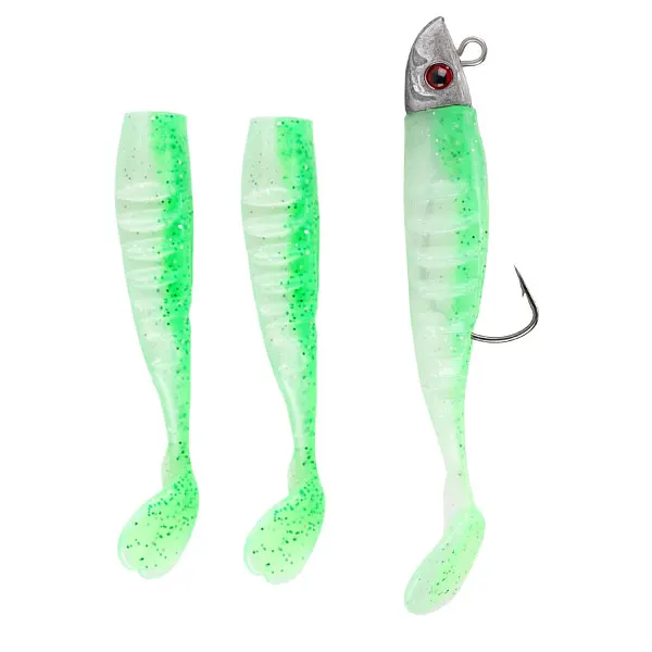 JACKFISH Jig Head T Tail Soft Fishing Lure 3PCS/10.5cm/15g Soft bait with Grankhook Swimbait fishing Tackle Pesca jigging lure - Цвет: A