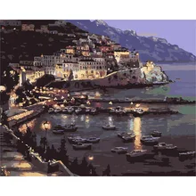 Seascape Night Diy Digital Painting By Numbers Hand Painted Oil Painting Wall Art Canvas For Home Decoration 40x50cm