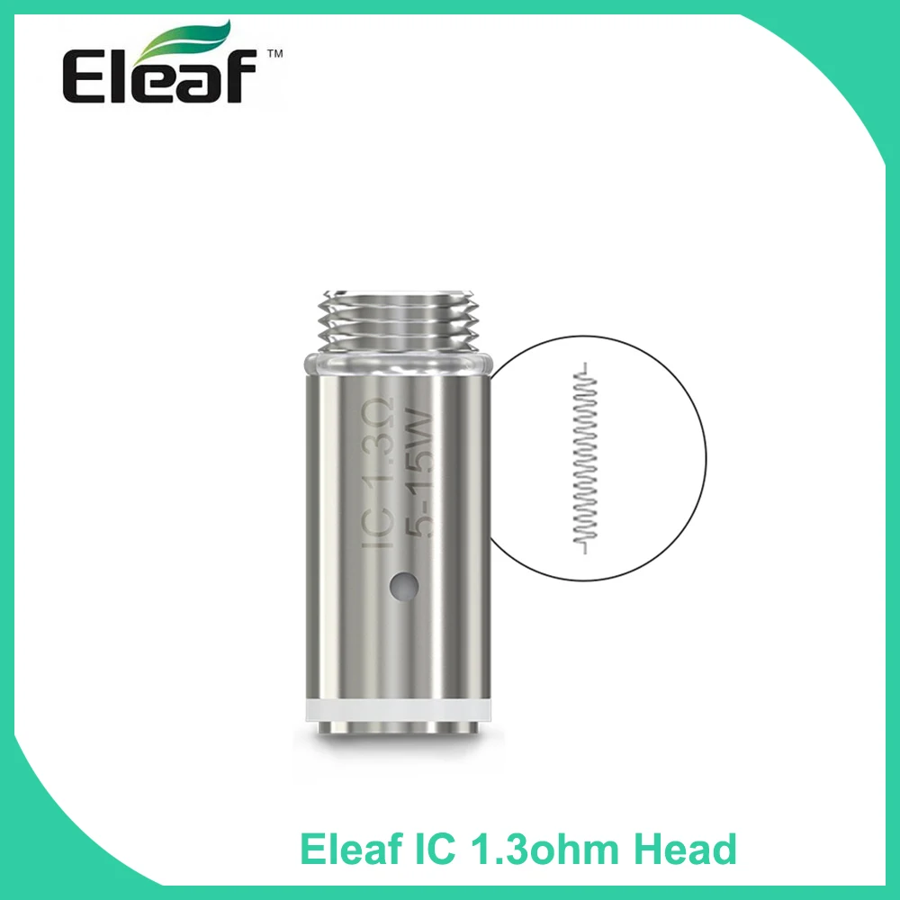 Original Eleaf IC 1.3ohm Head 5-15W Compatible with VW/Bypass/Smart mode fit for Eleaf icare 2 kit e-cigarette vape 5pcs/pack