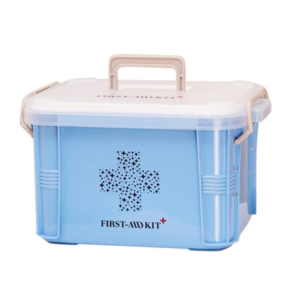 Практичный дизайн, медицинский ящик для домашнего использования, аптечка, пластиковый контейнер, аварийный набор, портативный органайзер для хранения - Цвет: Синий
