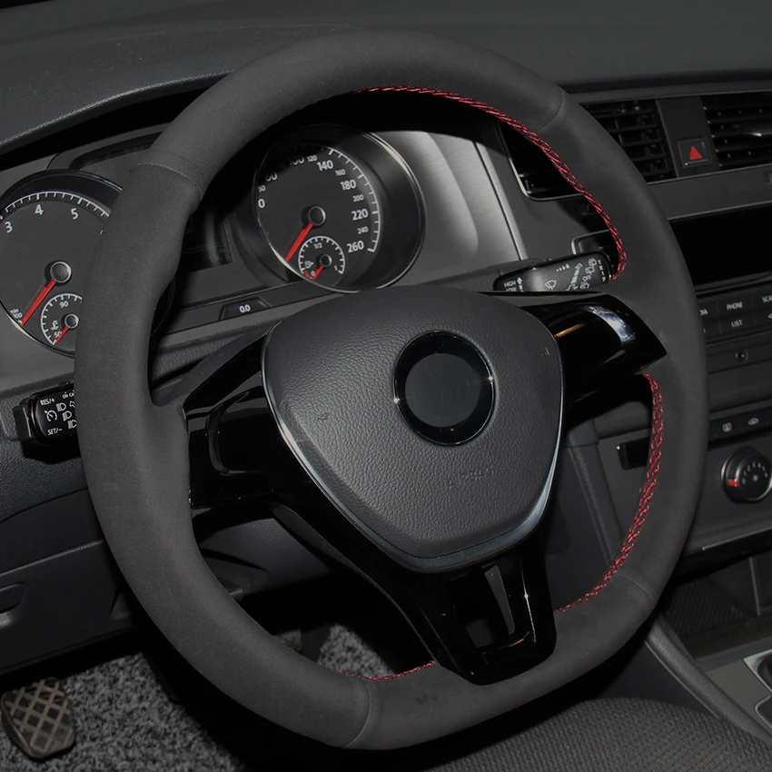 Черный замшевый автомобильный чехол на руль для Volkswagen VW Golf 7 Mk7 новинка Polo Jetta Passat B8