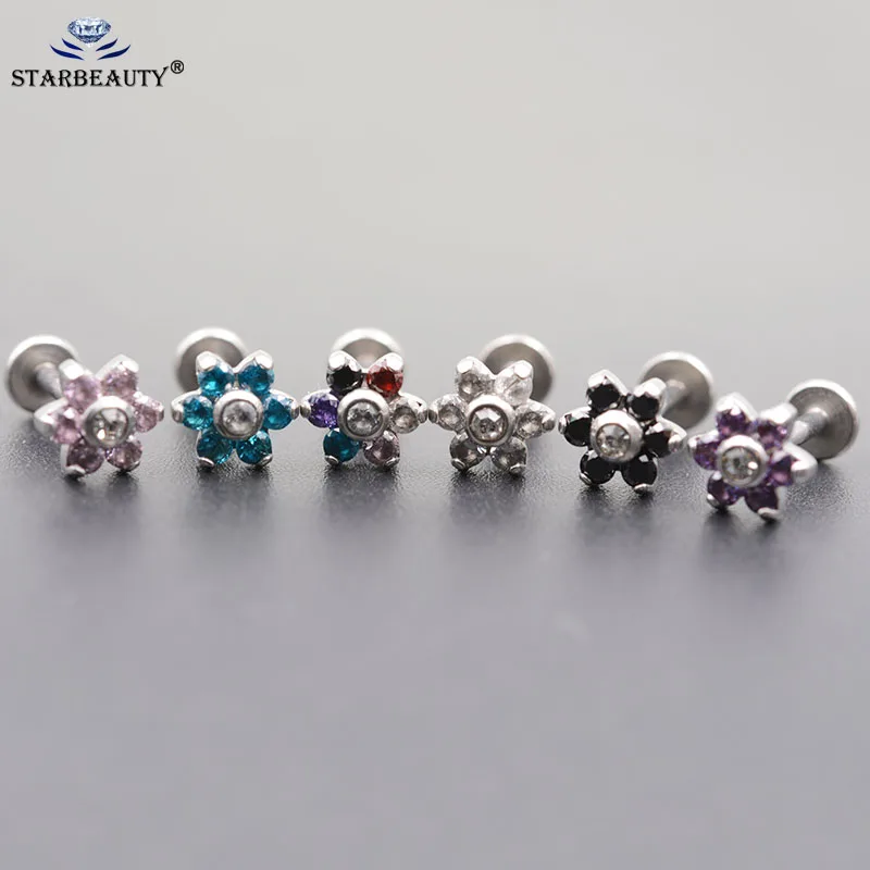 

1.2*6/8mm Steel Internally Thread Opal Stone Ear Helix Tragus Barbell Piercing Opal Labret Stud Lip Rings Sexy Girls Jewelry