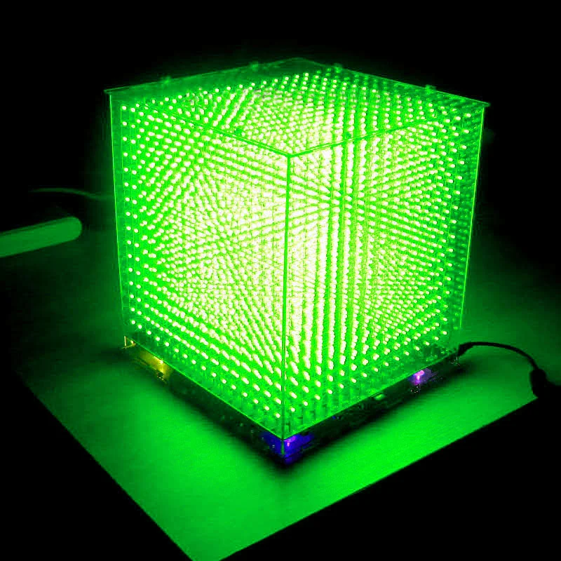 zirrfa mini Light cubeeds LED Music Spectrum,3D 16 16x16x16 electronic diy kit, LED Display parts,Christmas Gift,for TF card