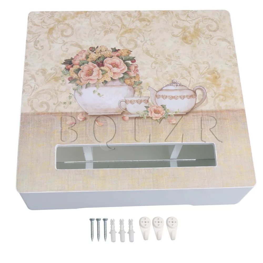 

BQLZR Multicolor Wooden Flower Pattern Wall Mounted Set-top Hanging Storage Router Box Holder Hollow Decorative Block Shelf Hold