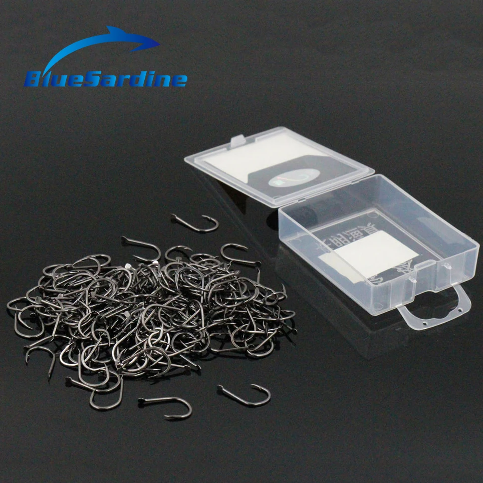 

BlueSardine 200PCS High Quality Carbon Steel Fishing Hooks Black Fresh Water Carp Fishhook with Box pesca anzol 1 -12#