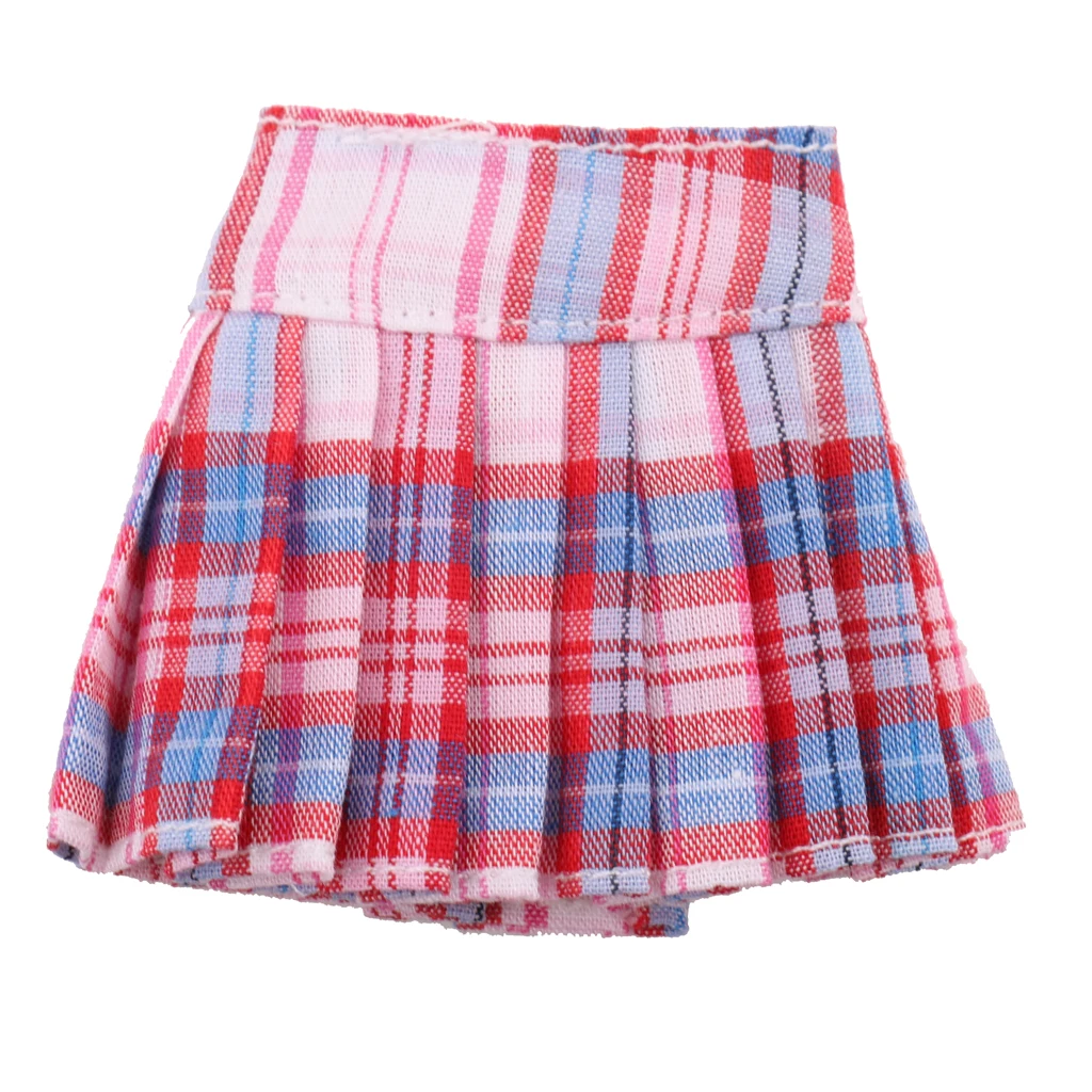 Classic Pleated Skirt Dress for 12inch Blythe Doll Party Casual Outfit red/green/black/pink